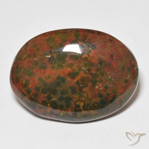 28.08ct Natürlicher Grün und Rot Blutstein, Oval, Lichtundurchlässig