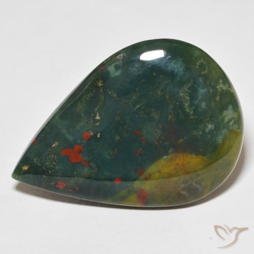 25.40ct Natürlicher Grün und Rot Blutstein, Birnenform, Lichtundurchlässig