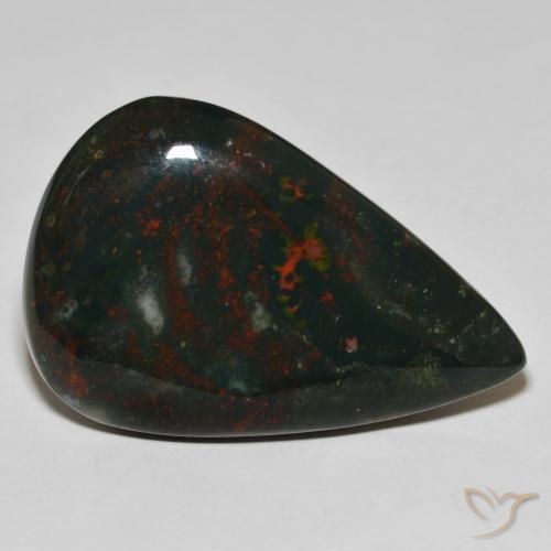 46.99ct Natürlicher Waldgrün Blutstein, Birnenform, Lichtundurchlässig