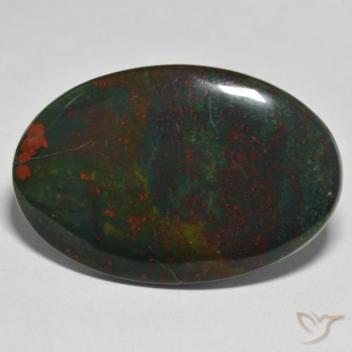 32.64ct Natürlicher Grün und Rot Blutstein, Oval, Lichtundurchlässig