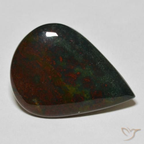 23.05ct Natürlicher Grün und Rot Blutstein, Birnenform, Lichtundurchlässig