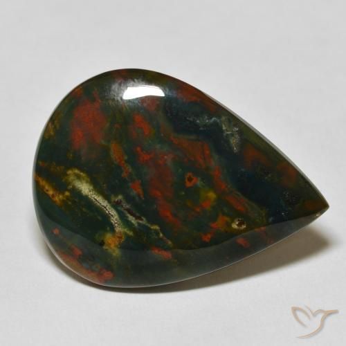 26.03ct Natürlicher Grün und Rot Blutstein, Birnenform, Lichtundurchlässig