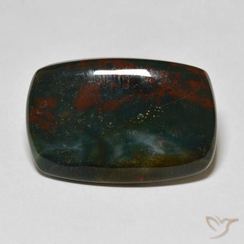 18.75ct Natürlicher dunkelgrün Blutstein, Kissen, Lichtundurchlässig