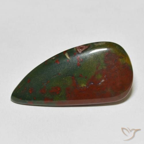 17.16ct Natürlicher Grün und Rot Blutstein, Birnenform, Lichtundurchlässig