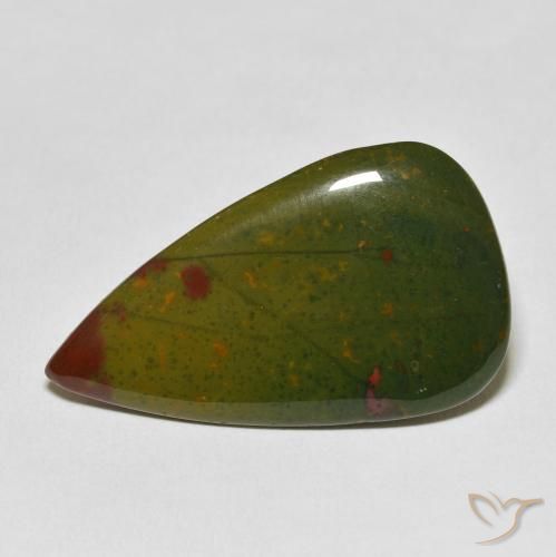 20.29ct Natürlicher Grün und Rot Blutstein, Birnenform, Lichtundurchlässig