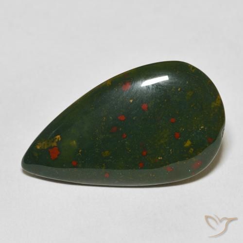 15.48ct Natürlicher Grün und Rot Blutstein, Birnenform, Lichtundurchlässig