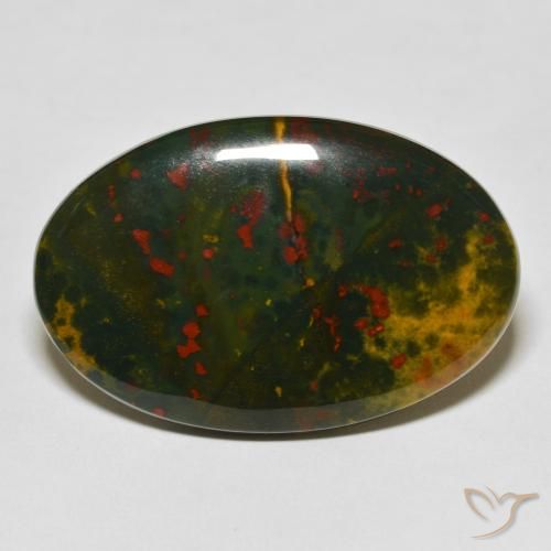 38.49ct Natürlicher Grün und Rot Blutstein, Oval, Lichtundurchlässig