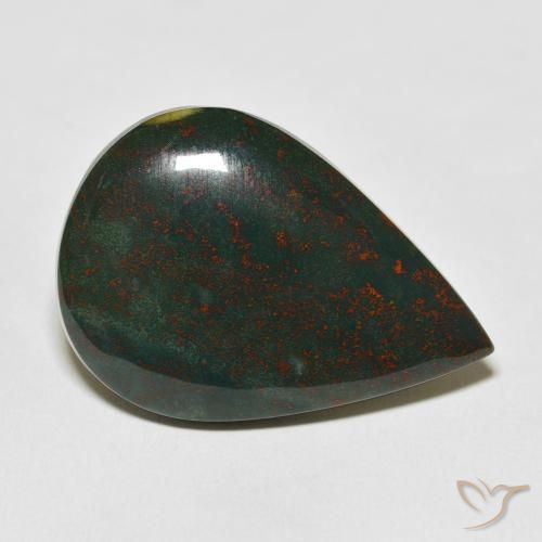 25.50ct Natürlicher Grün und Rot Blutstein, Birnenform, Lichtundurchlässig