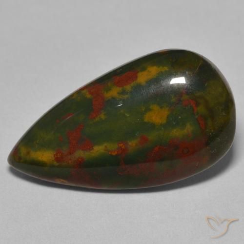 15.94ct Natürlicher Grün und Rot Blutstein, Birnenform, Lichtundurchlässig