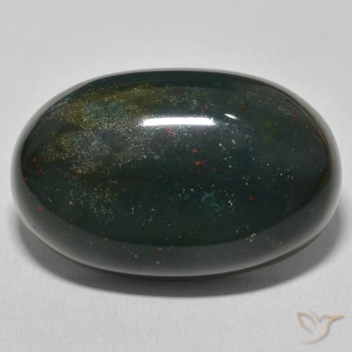 37.80ct Natürlicher dunkelgrün Blutstein, Oval, Lichtundurchlässig
