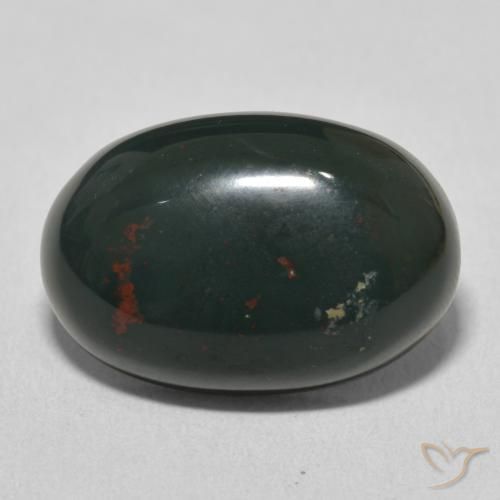 11.01ct Natürlicher Mittleres Dunkelgrün Blutstein, Oval, Lichtundurchlässig