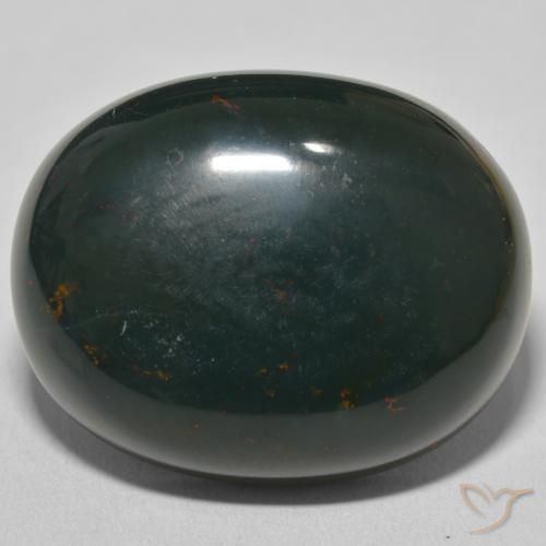 53.44ct Natürlicher Mittleres Dunkelgrün Blutstein, Oval, Lichtundurchlässig