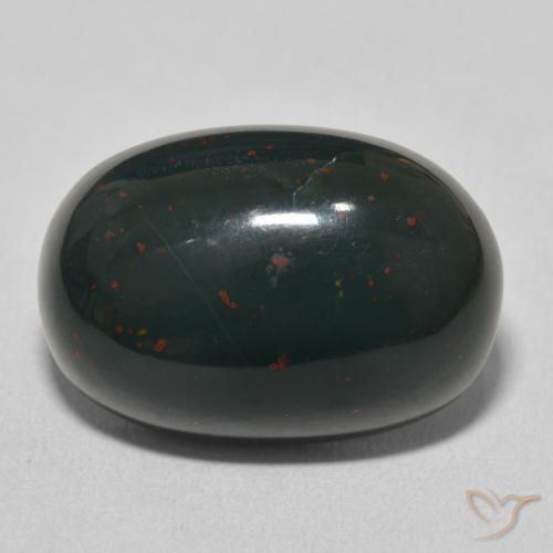 17.05ct Natürlicher Mittleres Dunkelgrün Blutstein, Oval, Lichtundurchlässig
