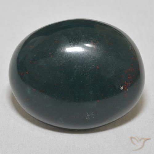 17.00ct Natürlicher Mittleres Dunkelgrün Blutstein, Oval, Lichtundurchlässig