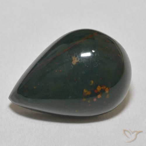 10.92ct Natürlicher tiefgrün Blutstein, Birnenform, Lichtundurchlässig