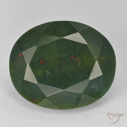 17.04ct Natürlicher Grün und Rot Blutstein, Oval, Lichtundurchlässig
