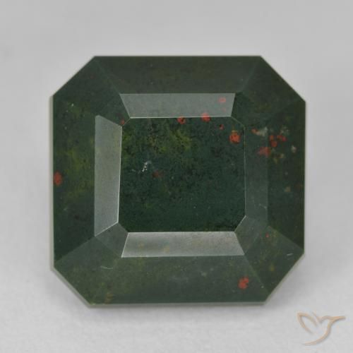 17.25ct Natürlicher Waldgrün Blutstein, Smaragdschliff, Lichtundurchlässig