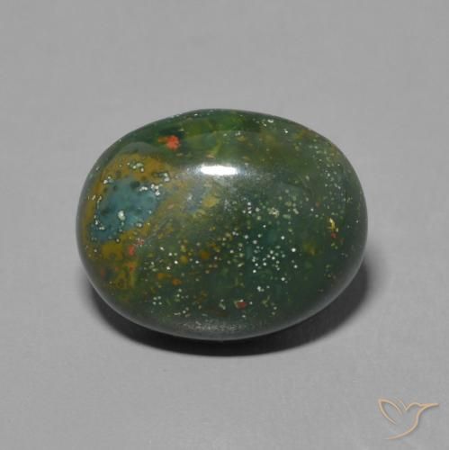 3.32ct Natürlicher Erdiges Grün Blutstein, Oval, Lichtundurchlässig