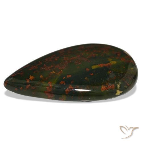 32,00 ctw natürlicher grüner Blutstein, Birnenform, Lichtundurchlässig