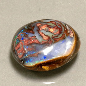 8,16 ctw natürlicher mehrfarbiger Boulder-Opal, Oval Schliff, Lichtundurchlässig