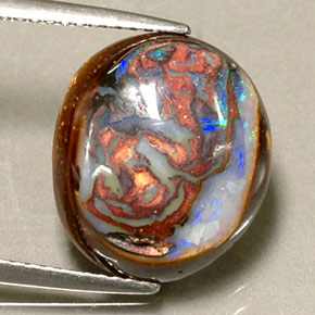 8,16 ctw natürlicher mehrfarbiger Boulder-Opal, Oval Schliff, Lichtundurchlässig