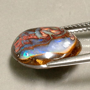 8,16 ctw natürlicher mehrfarbiger Boulder-Opal, Oval Schliff, Lichtundurchlässig