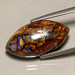 10,92 ctw natürlicher mehrfarbiger Boulder-Opal, Marquise, Lichtundurchlässig