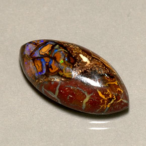 10,92 ctw natürlicher mehrfarbiger Boulder-Opal, Marquise, Lichtundurchlässig