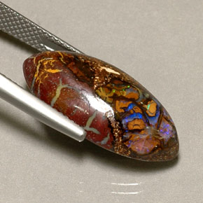 10,92 ctw natürlicher mehrfarbiger Boulder-Opal, Marquise, Lichtundurchlässig