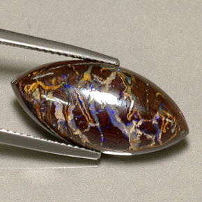 12,35 ctw natürlicher mehrfarbiger Boulder-Opal, Marquise, Lichtundurchlässig