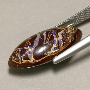 12,35 ctw natürlicher mehrfarbiger Boulder-Opal, Marquise, Lichtundurchlässig