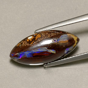 6,17 ctw natürlicher mehrfarbiger Boulder-Opal, Marquise, Lichtundurchlässig