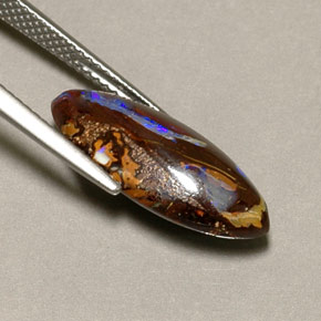 6,17 ctw natürlicher mehrfarbiger Boulder-Opal, Marquise, Lichtundurchlässig