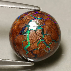 9,17 ctw natürlicher Mehrfarbig Boulderopal, Rund Schliff, Lichtundurchlässig