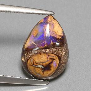 3,22 ctw natürlicher mehrfarbiger Boulder-Opal, Birnenform, Lichtundurchlässig
