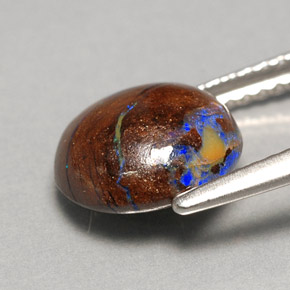 3,11 ctw natürlicher mehrfarbiger Boulder-Opal, Rundschliff, Lichtundurchlässig