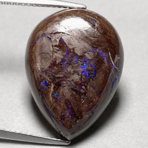 14,97 ctw natürlicher mehrfarbiger Boulder-Opal, Birnenform, Lichtundurchlässig