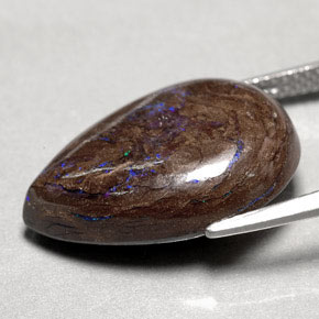 14,97 ctw natürlicher mehrfarbiger Boulder-Opal, Birnenform, Lichtundurchlässig