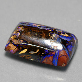 6,50 ctw natürlicher mehrfarbiger Boulder-Opal, Baguette, Lichtundurchlässig