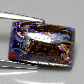 6,50 ctw natürlicher mehrfarbiger Boulder-Opal, Baguette, Lichtundurchlässig