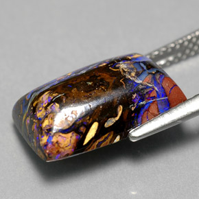 6,50 ctw natürlicher mehrfarbiger Boulder-Opal, Baguette, Lichtundurchlässig