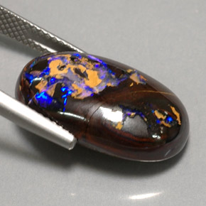14,18 ctw natürlicher mehrfarbiger Boulder-Opal, Oval Schliff, Lichtundurchlässig