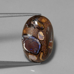 9,28 ctw natürlicher mehrfarbiger Boulder-Opal, Oval Schliff, Lichtundurchlässig