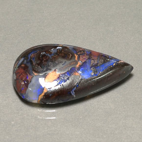 9,16 ctw natürlicher mehrfarbiger Boulder-Opal, Birnenform, Lichtundurchlässig