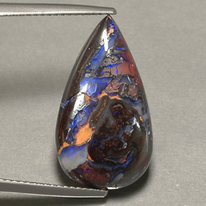 9,16 ctw natürlicher mehrfarbiger Boulder-Opal, Birnenform, Lichtundurchlässig