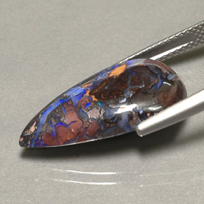 9,16 ctw natürlicher mehrfarbiger Boulder-Opal, Birnenform, Lichtundurchlässig