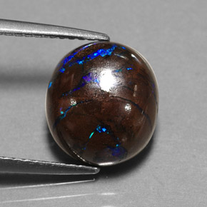 5,30 ctw natürlicher mehrfarbiger Boulder-Opal, Oval Schliff, Lichtundurchlässig
