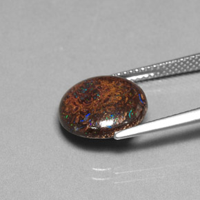 4,97 ctw natürlicher mehrfarbiger Boulder-Opal, Rundschliff, Lichtundurchlässig