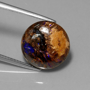 7,07 ctw natürlicher mehrfarbiger Boulder-Opal, Rundschliff, Lichtundurchlässig