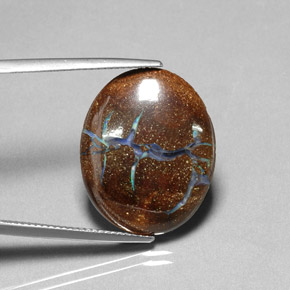 11,05 ctw natürlicher mehrfarbiger Boulder-Opal, Oval Schliff, Lichtundurchlässig